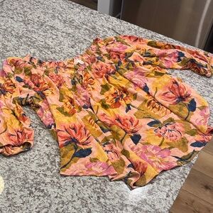 Terra & Sky Multicolor Floral Off-Shoulder Romper - Pink, Mustard & Olive